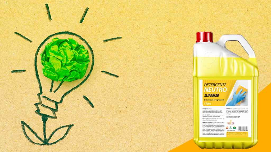 desenho de lâmpada em papel reciclável com folha verde